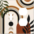 Boho Mid Century Arch Plant Leaves Sun Moon Wallplates 1 Toggle 1 Duplex Switch Plate Electrical GFCI Faceplate Decorative Light Switch Covers for Bedroom Living Room Decor