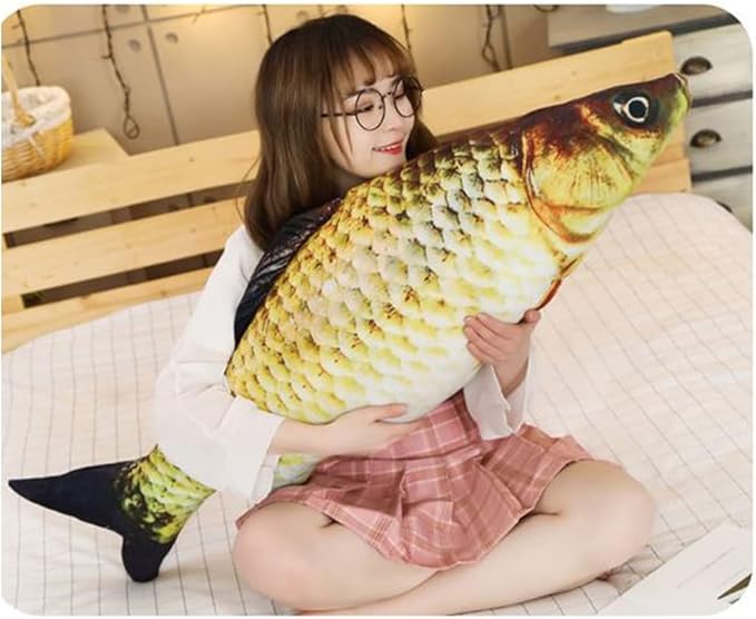 OUKEYI 31-Inch Giant 3D Soft Fish Cushion - Carp Plush Pillow Stuffed Toy for Home Decoration - Kids Throw Pillow and Stuffed Animal Gift