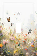 Wildflowers Watercolor Floral Colorful Butterfly Decorative Light Switch Cover 1 Gang Single Toggle Device Electrical Faceplate Switchplates Decorator Outlet Wall Plate for Farmhouse Bed Room Decor