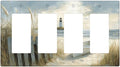 Sea Beach 4 Gang Light Switch Cover Old Ship Reed Lighthouse Seascape Quad Rocker Outlet Covers Switchplates Wall Plate Decorative Faceplate for Bedroom Kitchen Living Room Decor