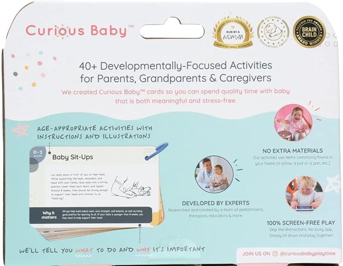 Curious Baby™ Award Winning 40+ Activities for Baby & Me (0-12 Months) | Developmentally-Focused and Stimulating Creative Playtime Ideas for Baby & Me | Includes Black/White High-Contrast Cards