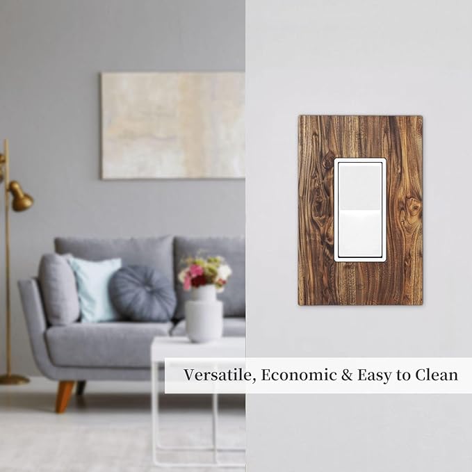 Distressed Wood Brown Wood Texture Decorative Outlet Covers 1 Gang Single Rocker Light Switch Cover Plate Wall Plates GFCI Faceplate for Farmhouse Home Decor