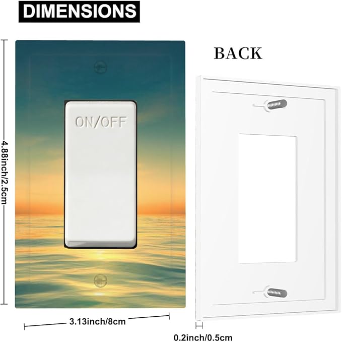 Serene Coastal Sunset Single Rocker Switch Cover - 1-Gang Standard US Size Minimalist Ocean Landscape Design Light Switch Covers for Bathroom Decor