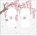 Pink Flower Tree Branch Cherry Blossom Tree Floral Birds Outlet Covers 2 Gang Double Duplex Decorative Light Switch Covers Electrical Wallplates Socket Faceplate for Bedroom Living Room Decor
