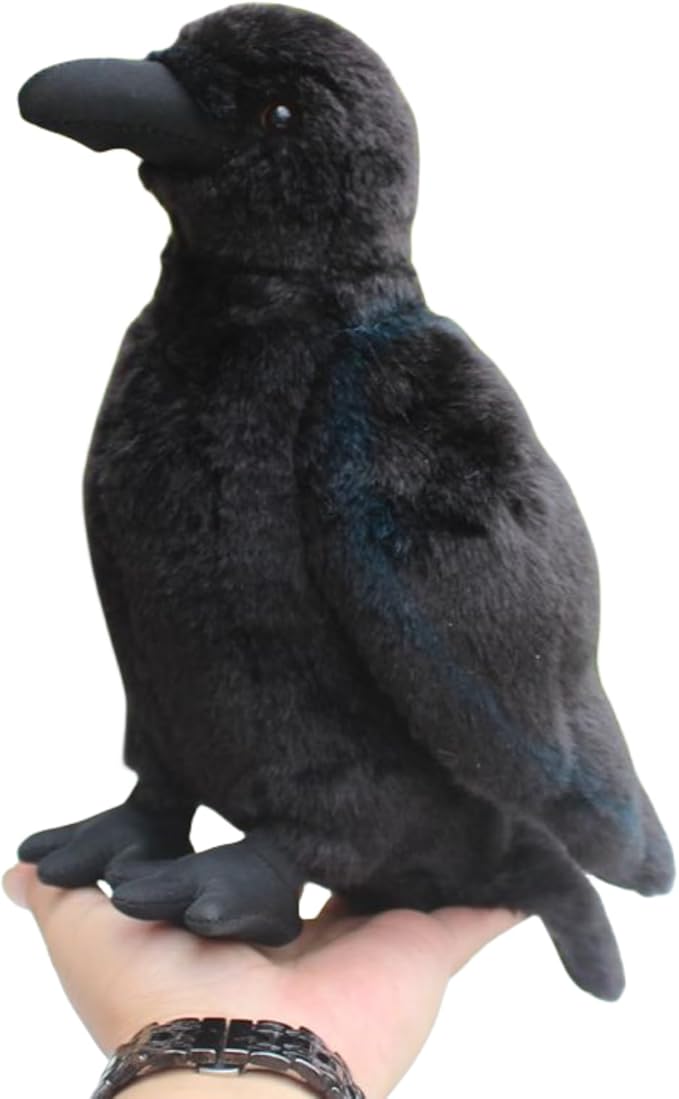 Realistic Crow Plush, Cute Black Raven Stuffed Animal Plush Pillow Toys, Soft Little Bird Raven Stuffed Toys Doll for Birthday Kids Gifts Home Decor 9.44''