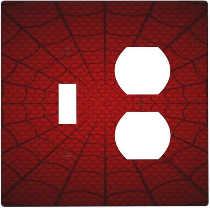 Outlet Covers Red Black Spider Web 2 Gang Decorative Switch Plates 1 Toggle Duplex Combo Light Switch Cover GFCI Electrical Wall Plates for Kids Room Home Decor