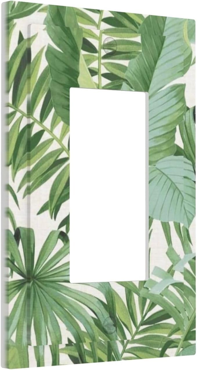 Green Tropical Palm Tree Leaf 1 Gang Rocker/decorator Outlet Light Switch Wall Plate Cover Faceplate Decorative Switchplate Decorator Outlet Cover