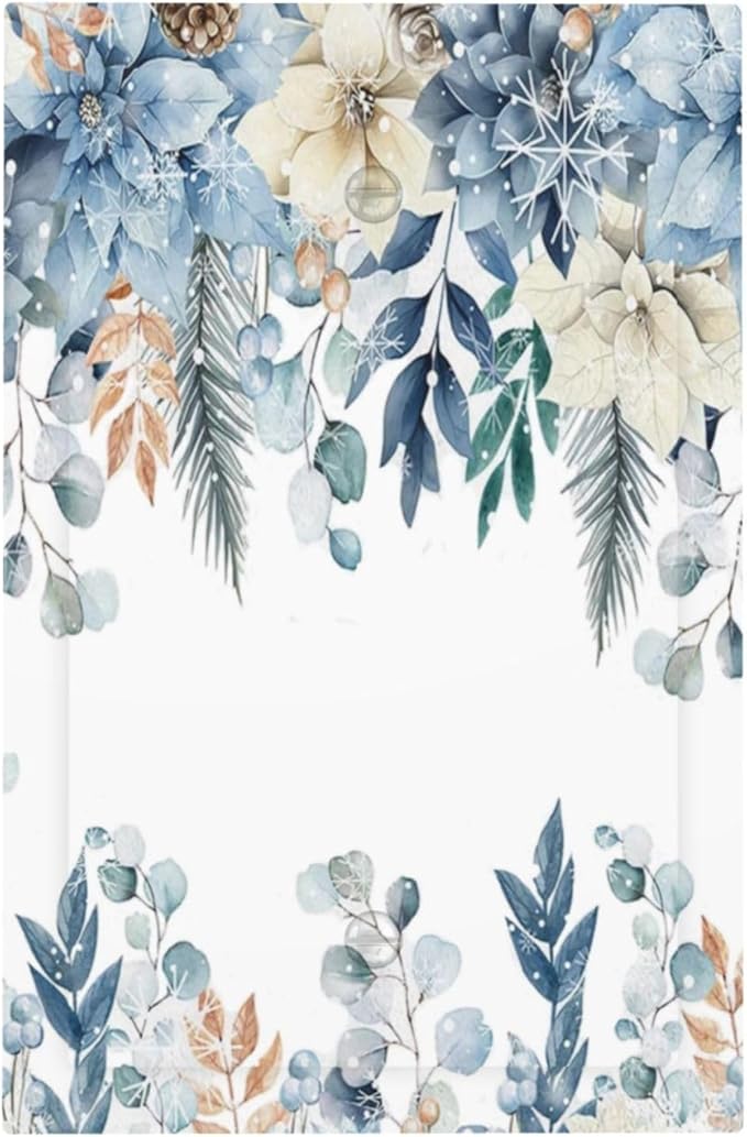 Blue Vine Snowflake Plants Leaves Floral Flowers Light Switch Cover Plate 1 Gang No Device Blank Electrical Wall Plates Faceplate Decorative Switch Plate for Bedroom Living Room Decor