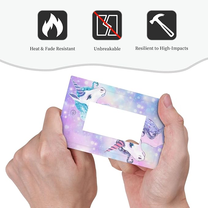 Cartoon Kids Girls Girly Fantasy Cute 1-Gang Decorator Rocker Outlet Light Switch Cover Purple/Blue Rainbow Unicorn Princess Decorative Single Device GFCI Receptacle Switch Wall Plate Dimmer Mid Size