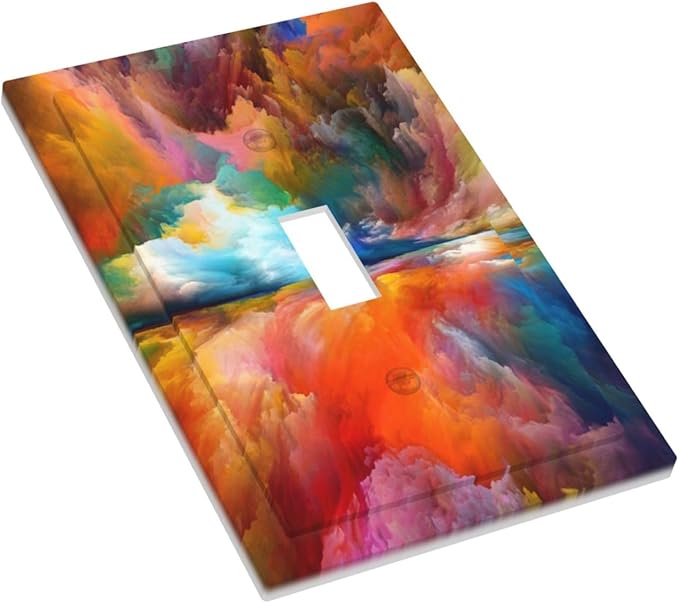 Light Switch Cover Plate Iridescent Abstract Colorful Clouds 1 Gang Single Toggle Rainbow Decorative Switch plates Outlet Cover Electrical Wall Plates Faceplate for Bathroom Home Decor