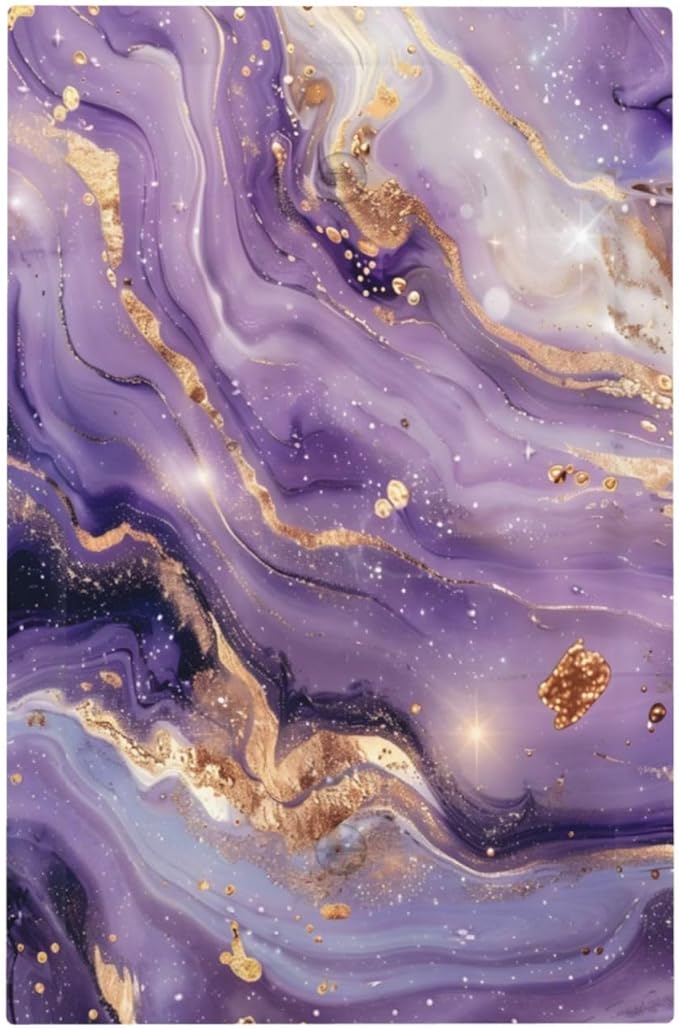 Luxury Marble Texture Purple And Gold Abstract Print Light Switch Cover Plate 1 Gang No Device Blank Electrical Wall Plates Faceplate Decorative Switch Plate Covers for Bathroom Home Decor