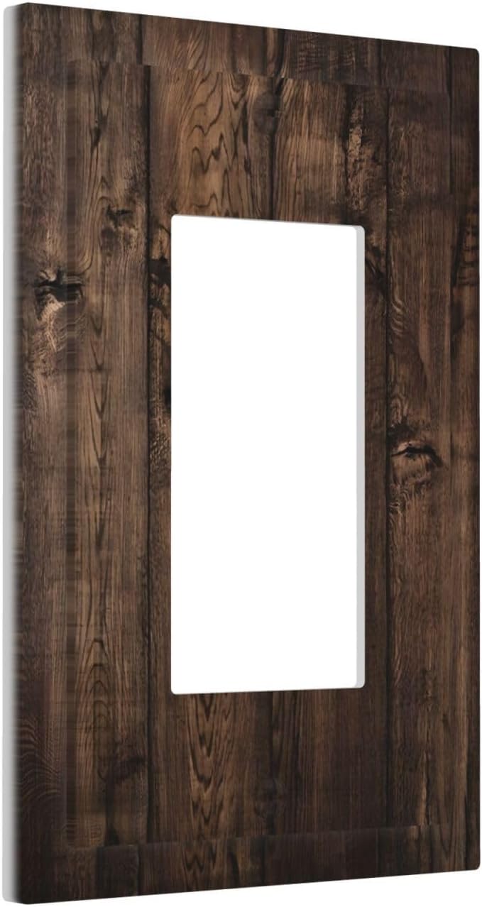 Rustic Brown Wood Plank Vintage Wooden Texture Print Decorative Outlet Covers 1 Gang Single Rocker Light Switch Cover Plate Wall Plates GFCI Faceplate for Farmhouse Home Decor