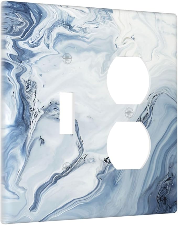 Wallplates Blue Marble Pattern 1 Toggle 1 Duplex Switch Plate Electrical GFCI Faceplate Decorative Light Switch Covers for Bedroom living Room Decor