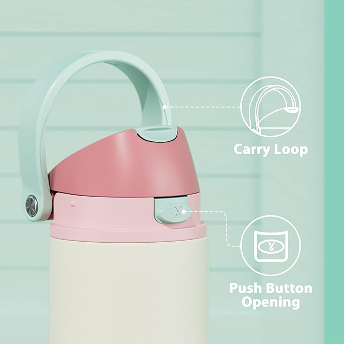 24 oz Insulated Water Bottle with Straw: Meoky Stainless Steel Metal Water Bottle with 2-in-1 Lid - Leak Proof, Cold for 24 Hours, Fits in Car Cup Holder, BPA-Free for Travel Sports Gym, Cream