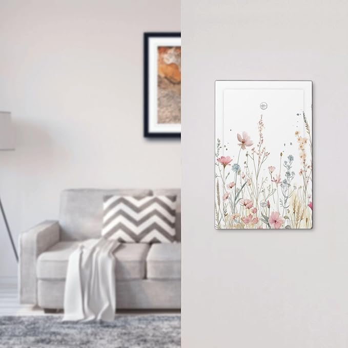 Watercolor Wildflower Pink Flower Plant Floral Light Switch Cover Plate 1 Gang No Device Blank Electrical Wall Plates Faceplate Decorative Switch Plate for Bedroom Living Room Decor