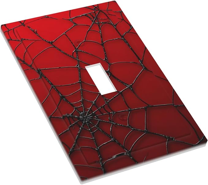 Red Spider Web 1-Gang Toggle Light Switch Plate, Hero Theme Cartoon Wall Plate for Boys Bedroom, Playroom, Game Room & Man Cave