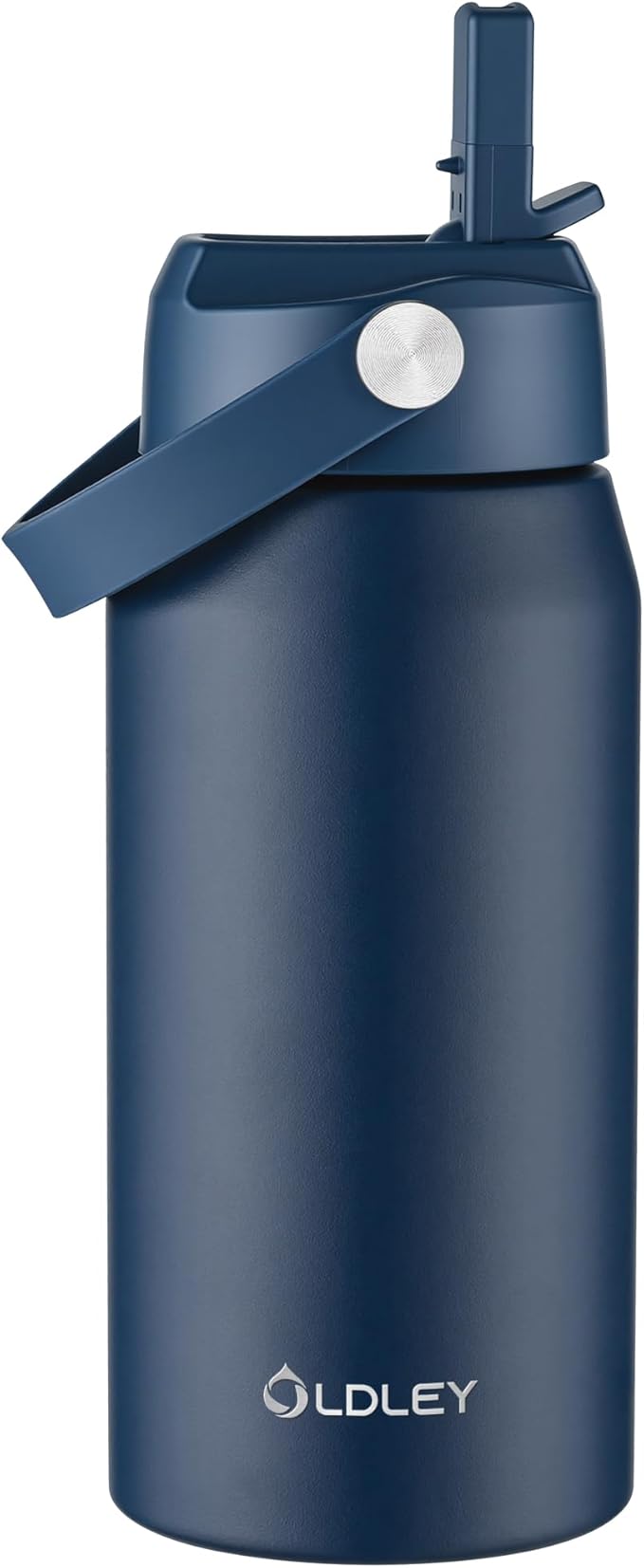 Oldley 18oz Insulated Water Bottle with Straw, Stainless Steel Water Bottle for Sports, Travel, School, BPA-Free Sports Bottles for Adult Kids, Leak-Proof, Navy Blue