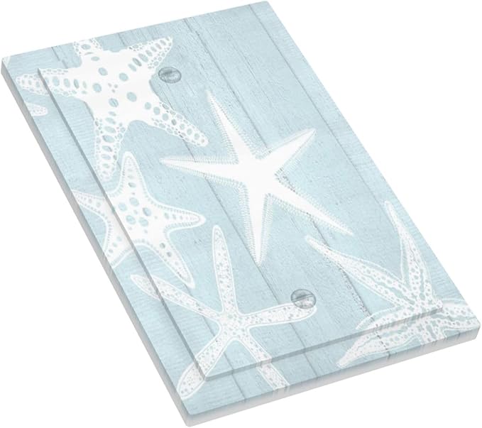 Beach Starfish Vintage Wood Rustic Country Ocean Light Switch Cover Plate 1 Gang No Device Blank Electrical Wall Plates Faceplate Decorative Switch Plate Covers for Farmhouse Kids Room Decor