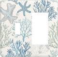 Outlet Covers Ocean Beach Theme Starfish Seashell Coral 1 Toggle 1 Rocker Combination Decorative Wall Plate Electrical Switch Plates Light Switch Cover Plate For Bathroom Kids Room Decor