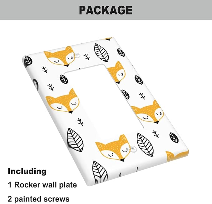 Boho Fox Cartoon Single Rocker Switch Plate Woodland Fox Nursery Decorator Rocker Wall Plate 1 Gang Lightswitch Cover Home Decorative Office
