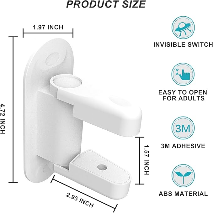 Matenf Childproof Door Lever Lock (2 Pack) Prevents Toddlers Pets From Opening Doors, Door Handle Lock for Babyproofing, Durable Safe ABS Material Strong Adhesive, No Drill Tool Needed Easy to Install