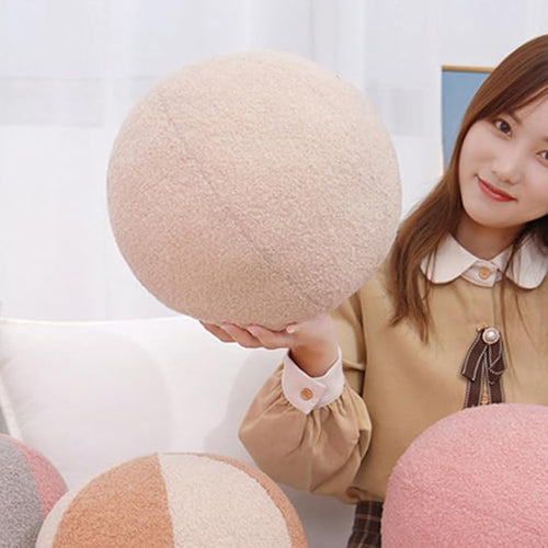 12 Inch Round Hugging Pillow Plush Toy Soft Plushies Throw Pillows Kids' First Ball Plush Toys for Home Decor Or Gift for Kids and Lovers (Cream)