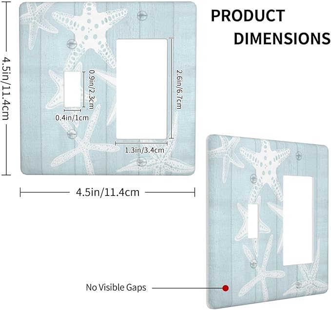 Beach Starfish Vintage Wood Rustic Country Ocean Outlet Covers 1 Toggle 1 Rocker Combination Decorative Wall Plate Electrical Switch Plates Light Switch Cover Plate for Farmhouse Bathroom Decor