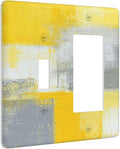 Light Switch Cover Retro Modern Gray Yellow Ombre Abstract Art 2 Gang Toggle Rocker Combo Socket Cover Wall Plates Decorative Switch Plates and Outlet Covers for Bathroom Bedroom Decor