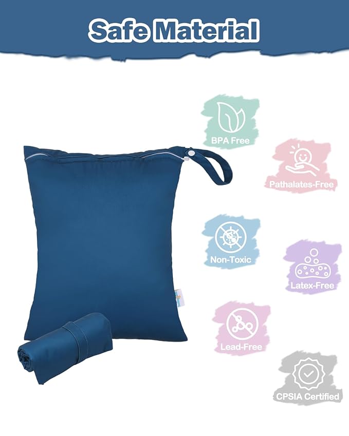 babygoal Wet Bag for Swimsuits, Waterproof Bag for Travel, Food Storage, Stroller, Daycare, Baby Diapers, Yoga, Beach, Pool, Wet Clothes-Lake Blue