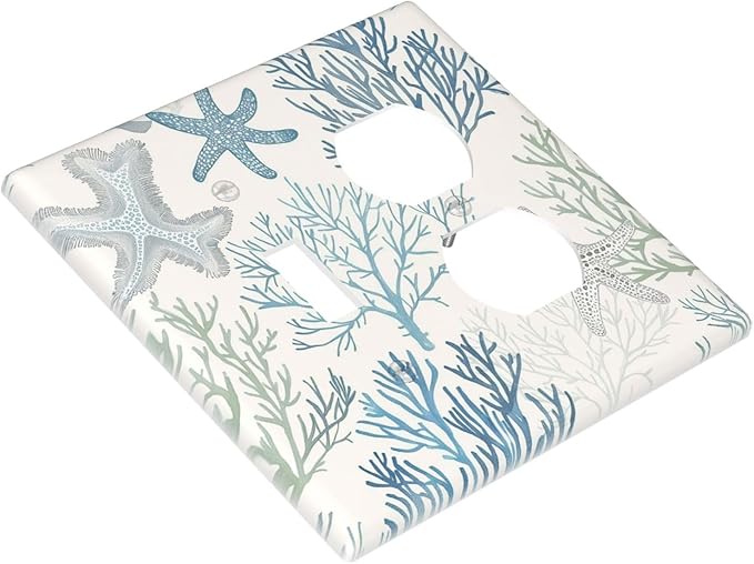 Wallplates Ocean Beach Theme Starfish Seashell Coral 1 Toggle 1 Duplex Switch Plate Electrical Gfci Faceplate Decorative Light Switch Covers For Bathroom Kids Room Decor
