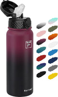 Fanhaw 20 oz Insulated Stainless Steel Water Bottle with Straw Lid, Leakproof & Anti-Dust Sports Bottle for Kids, Women & Men (Red Black)