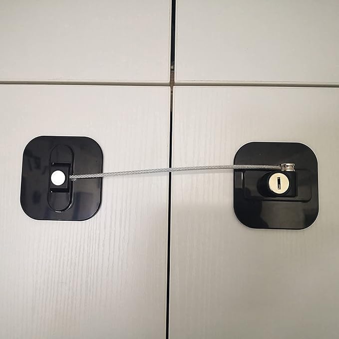 YEYA Upgraded Child Proof Refrigerator Door Lock with Key, Large Base 2-Pack, Cabinet Lock for Baby Proofing