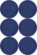 Pyrex 7402-PC Blue Food Storage Replacement Lid (This Lid Fits the Pyrex 7402 6-Cup SCULPTED MIXING BOWL and 7203 7-Cup Glass Bowl) (6-Pack) - Made in USA