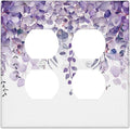Purple Plants Leaves Eucalyptus Vine Floral Flowers Outlet Covers 2 Gang Double Duplex Decorative Light Switch Covers Electrical Wallplates Socket Faceplate for Bedroom Living Room Decor
