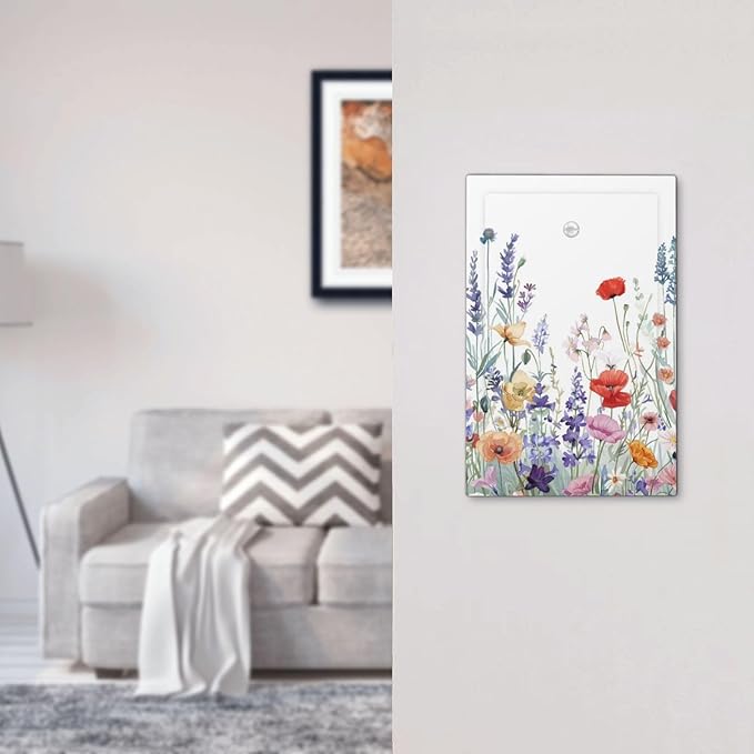 Colorful Floral Purple Lavender Flower Leaves Plants Light Switch Cover Plate 1 Gang No Device Blank Electrical Wall Plates Faceplate Decorative Switch Plate for Bed Room Living Room Decor
