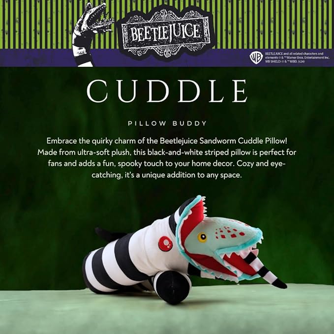 Beetlejuice Halloween Sandworm Bedding Super Soft Cozy Decorative Pillow, (Officially Licensed Product) By Franco Collectibles