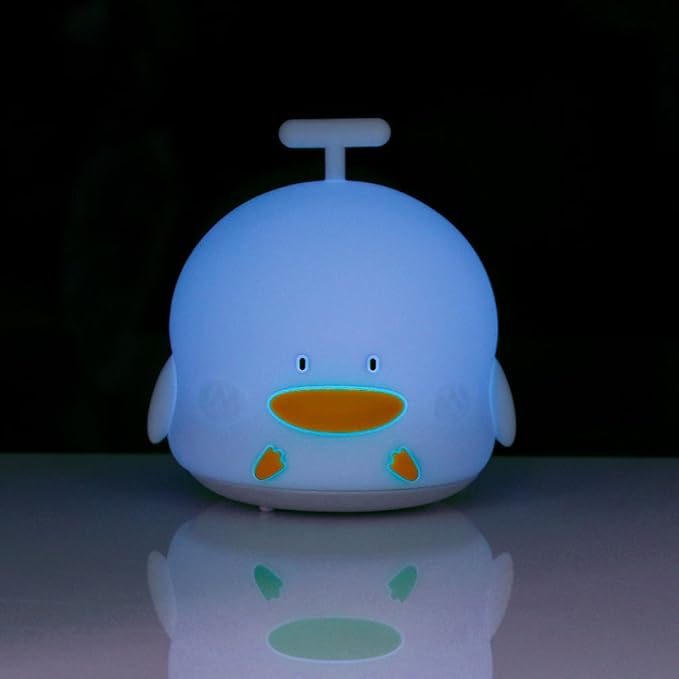 Portable Silicone LED Cartoon Night Light for Kids USB Rechargeable, Warm/White Light, 7-Color Changeable Light, Cute Children Night Lamp for Baby, Bedroom and Nursery (Duck)