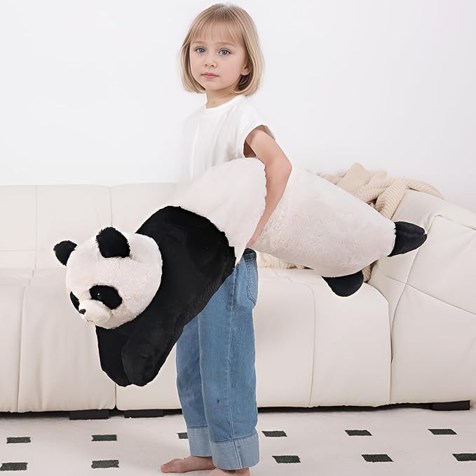 MMguai 40'' Giant Panda Stuffed Animal, Large Stuffed Panda Long Body Pillow Plush Toy, Big Soft Toy Panda Jumbo Fluffy Bear Plushies Gift for Kids Boys Girls, Birthday
