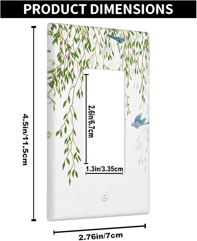 Hanging Eucalyptus Leaves Single Rocker Switch Plate Spring Summer Hummingbird Eucalyptus Decorator Rocker Wall Plate 1 Gang Lightswitch Cover Home Decorative Office