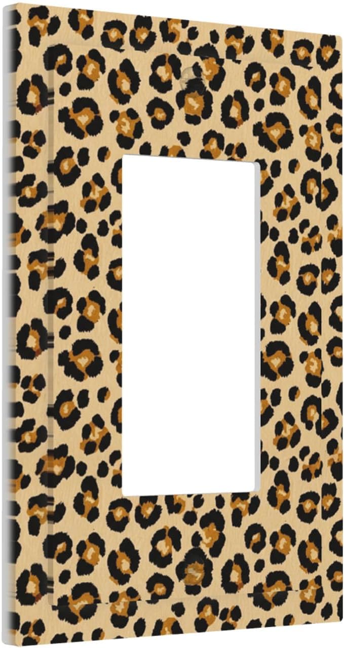 Classic Leopard Print Single Rocker Switch Cover - 1-Gang Standard US Size Retro 90s Wild Safari Light Switch Covers, Bold Leopard Spots for Bedroom or Vanity