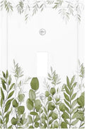 Green Eucalyptus Plant Leaves Vine Decorative Light Switch Cover 1 Gang Single Toggle Device Electrical Faceplate Switchplates Decorator Outlet Wall Plate for Bed Room Living Room Decor
