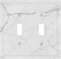 Decorative Switch Plates White Grey Abstract Modern Marble 2 Gang Double Toggle Outlet Light Switch Cover Wall Plate Electrical Faceplate for Bathroom Kitchen Decor