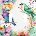 Bird Floral Flower Double Light Switch Cover Plates Decorative 2 Gang Wall Plate Double Toggle Lightswitch Cover