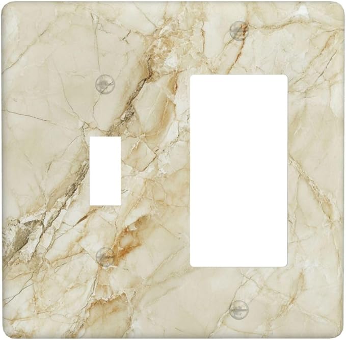 Light Switch Cover Plate Creamy Beige Marble Abstract Minimalism 2 Gang Toggle Rocker Combo Wall Plates Decorative Switch Plates and Outlet Covers Socket Cover for Bathroom Home Decor
