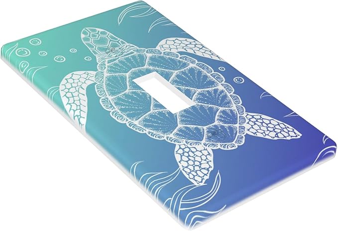 Sea Turtle Ocean 1-Gang Toggle Light Switch Plate, Blue Coastal Wall Plate for Bathroom, Beach House & Coastal Home