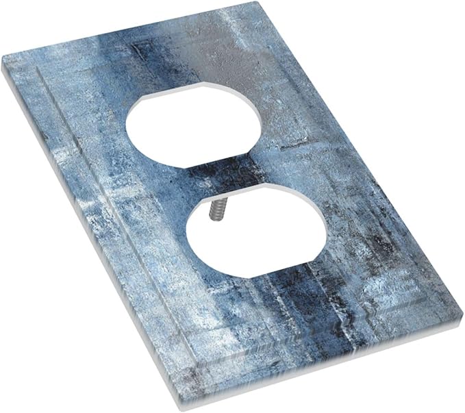 Outlet Covers Navy Blue Gray Abstract Ink Painting 1 Gang Duplex Light Switch Cover Plate Decorative Wall Plates Electrical Switchplate Receptacle for Bathroom Bedroom Decor（2 Pack）