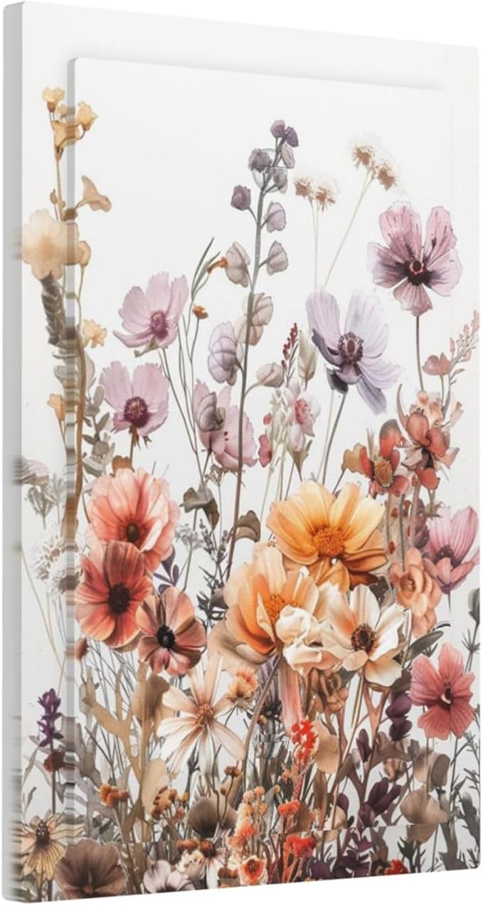 Boho Nursery Wildflower Flora Vintage Flower Light Switch Cover Plate 1 Gang No Device Blank Electrical Wall Plates Faceplate Decorative Switch Plate Covers for Bedroom Living Room Decor