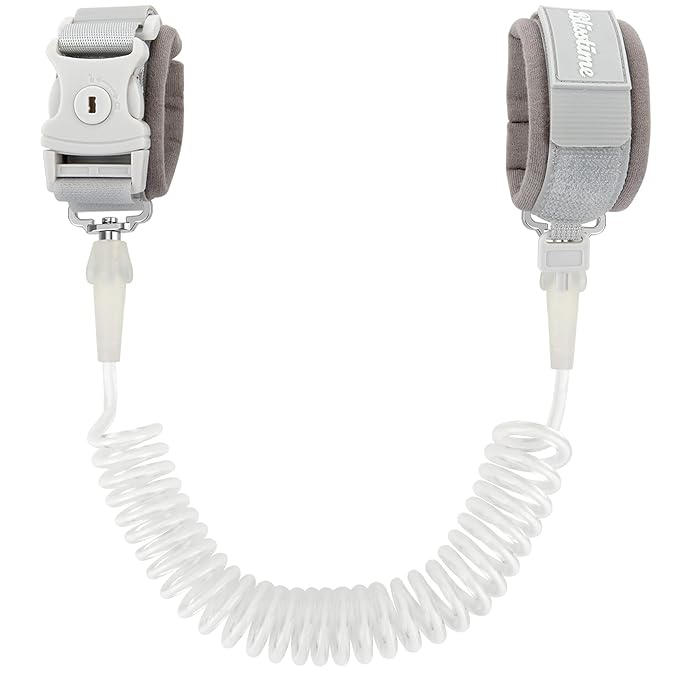 Blisstime Toddler Leash, Kid Leash Anti Lost Wrist Link with Key Lock Upgraded Baby Leash with Safety Wristband Rope for Babies Toddlers Child Kids (8.2ft/2.5m, Light Gray)
