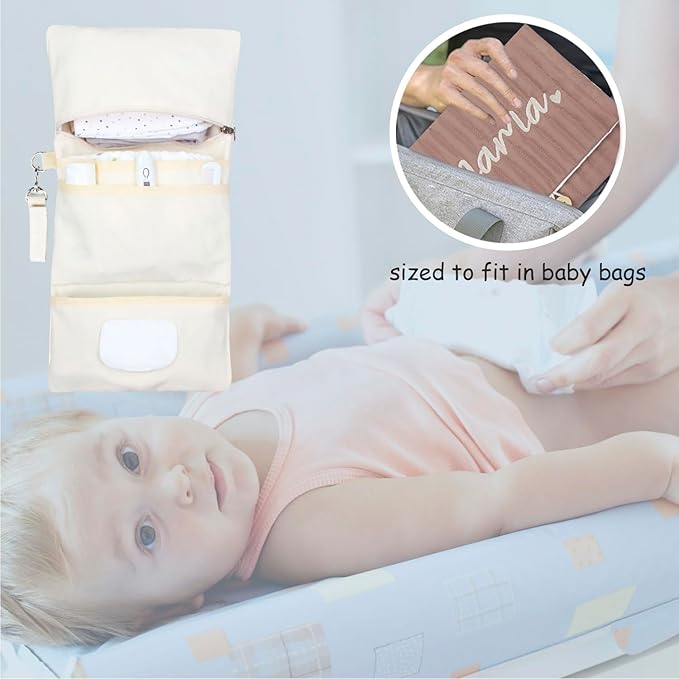 MODAKIDS Baby Bag Organizer, Waterproof Mini Diaper Bag, Foldable Mom Travel Set, Diaper Organizer, with Gift for Baby Shower (Coffee)