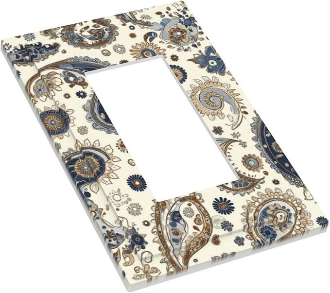 Decorative Outlet Covers Doodle Style Floral Abstract Teardrop 1 Gang Single Rocker Light Switch Cover Plate Wall Plates Gfci Faceplate For Bed Room Living Room Decor